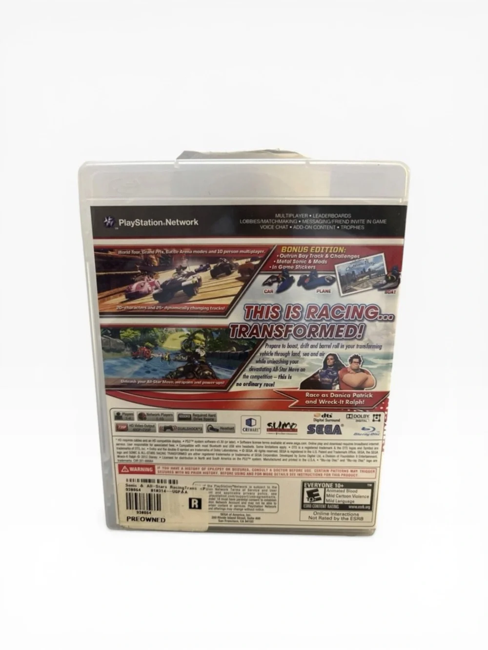 Sonic & All-Stars Racing Transformed -- Bonus Edition (Sony PlayStation 3, 2012)